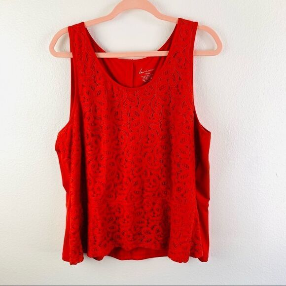 Lane Bryant Red Lace Peplum Top - Picture 1 of 3